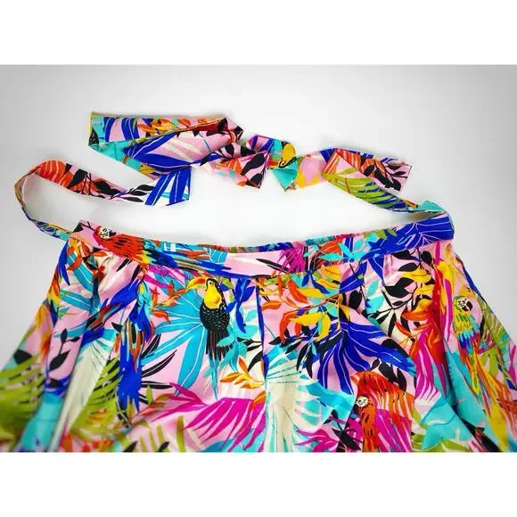 ASHLEY STEWART Tropical Parrots Skirt Rainbow Pockets Pinup Retro Womens Plus 4X - Picture 7 of 9